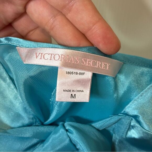 Y2K Victoria’s Secret Blue Tie Front Teddy Lingerie Cami Slip Top Sz M Feminine - Picture 5 of 6